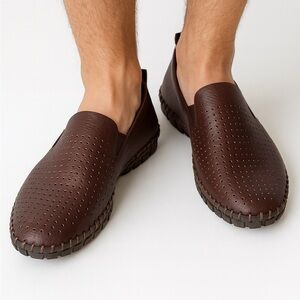 Men’s Brown Comfort Slip-On Loafers Size 12.5 Lightweight Casual Shoes like new